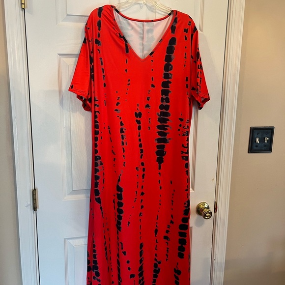 Women Plus Size Tie Dye Dress Loose/Relaxed Fit Summer Vacation Beach Dress 22W - Picture 5 of 11